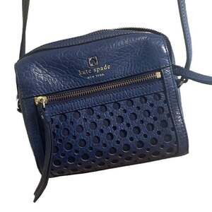 Kate Spade Looloo Perri Lane Bubbles Blue Leather Crossbody Bag Purse